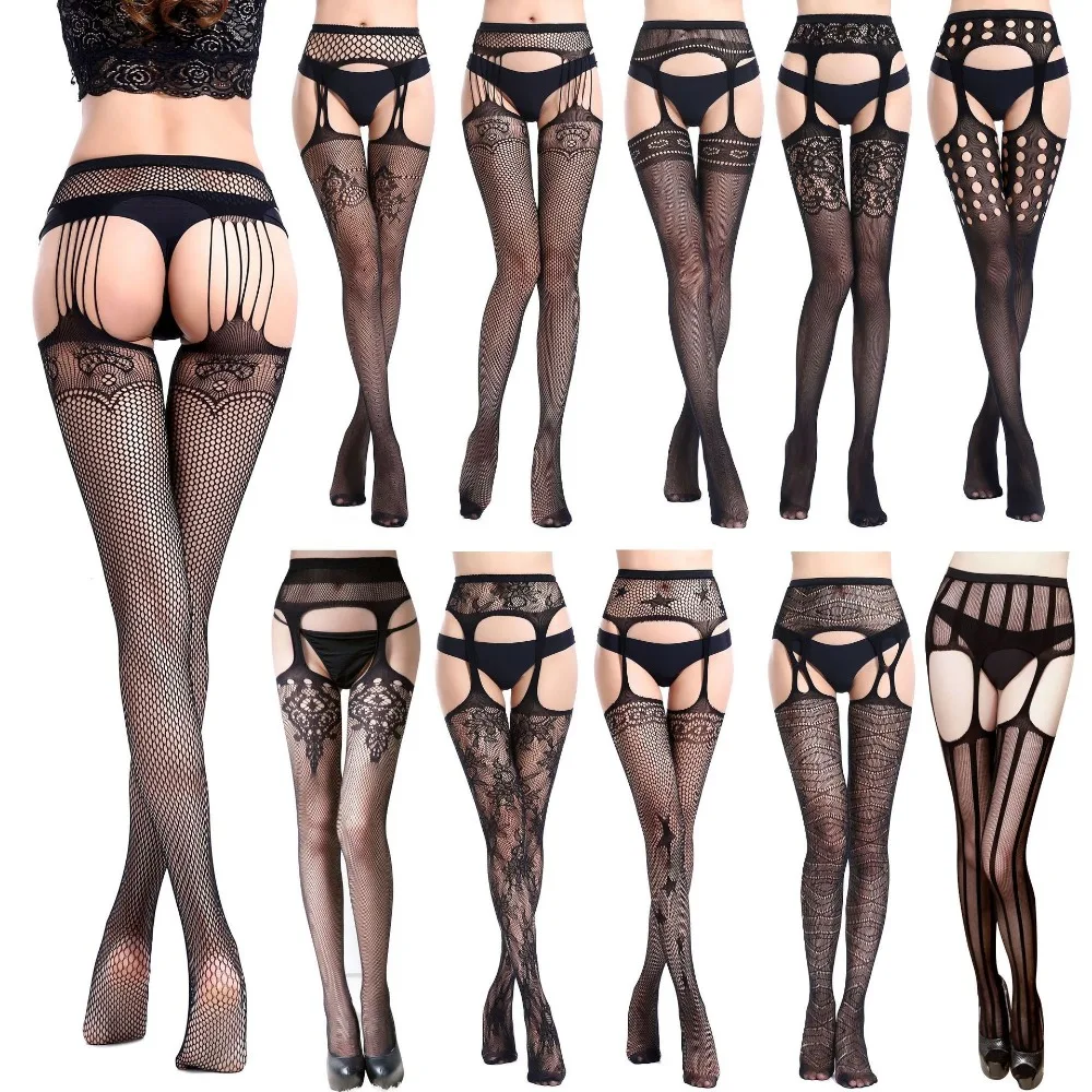 

Women's Sexy Lingerie Pantyhose Garters Fishnet stockings Top thigh-highs Sheer open crotch Sex Suspenders 16 Types