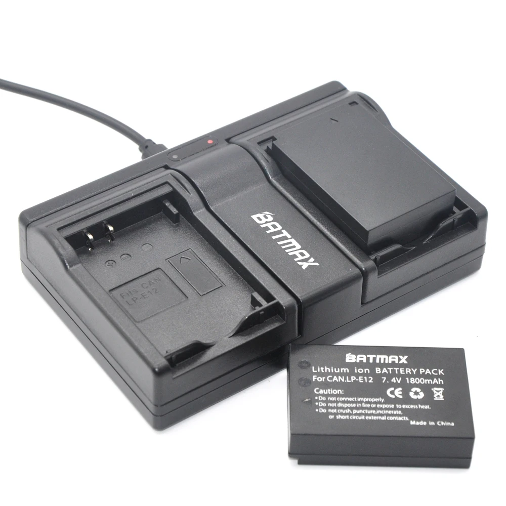 Batmax 1pc LPE12 LP-E12 LP E12 Camera Battery Charger for Canon EOS M M2 M100 100D Kiss X7 Rebel SL1 | Электроника