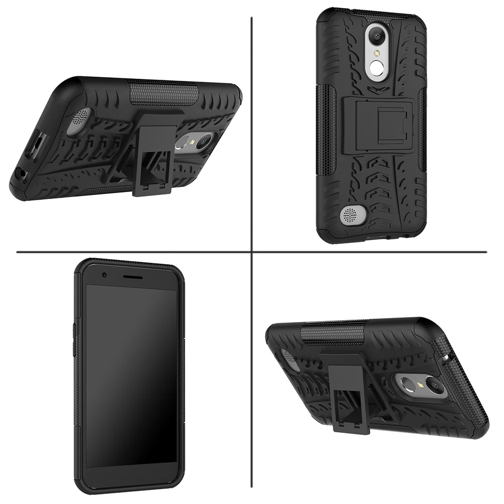 Для LG K10 (2017) K20 plus TPU & PC Двойная армированная Обложка с подставкой искусственная