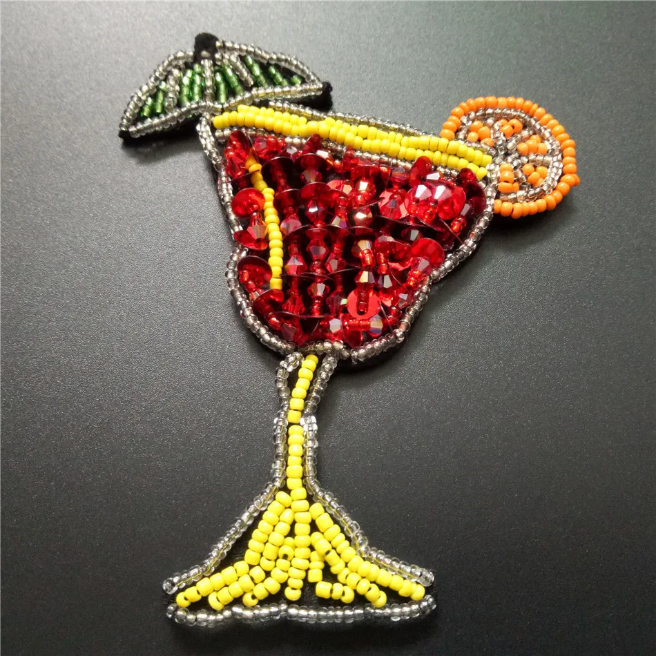 3d бокал ручной работы фрукты цветы вышивка блестками для одежды аппликация