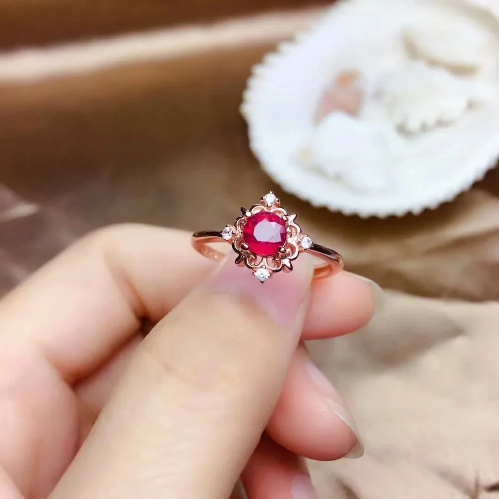 Женские кольца из рубинового драгоценного камня shilovem Настоящее серебро 925 пробы