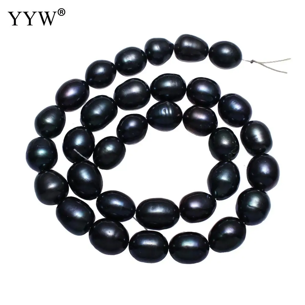 

10-11mm Black Cultured Rice Freshwater Pearl Beads Loose Beads for DIY Women Elegant Necklace Bracelet Jewelry Making Strand 15"