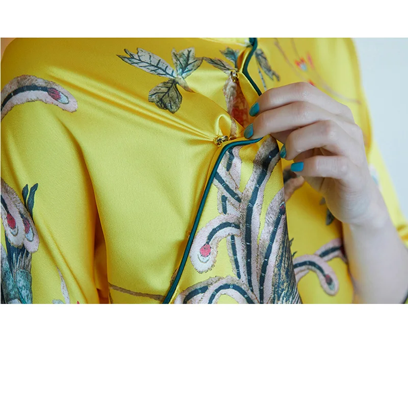 Cheongsam Топ 2018 Новая китайская одежда с винтажными принтами улучшенный костюм