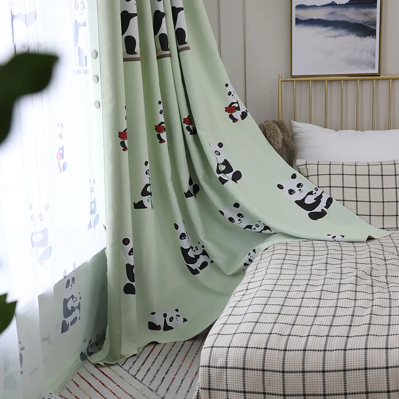 Double-sided Stitching Kids Curtains for Bedroom Cartoon Printing Blackout Living Room Green Children's | Дом и сад