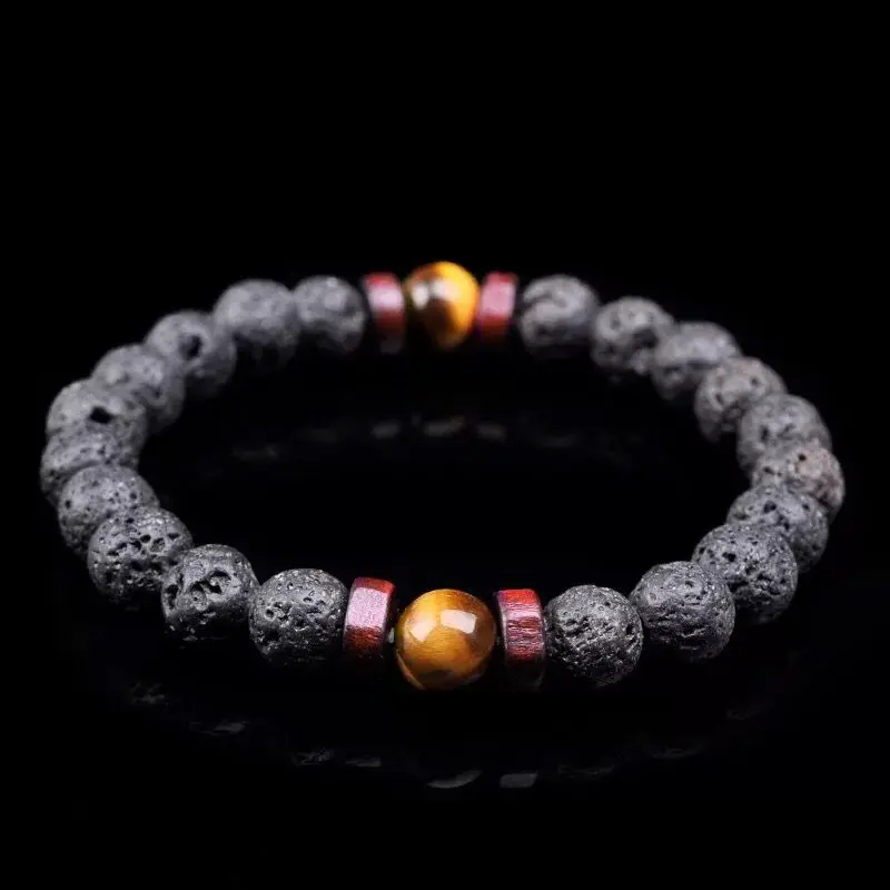 Natural Stone Beads Bracelets Pearl Tibet Buddha Chakra Bracelet Black Lava Healing Balance Couple bracelets Gifts | Украшения и