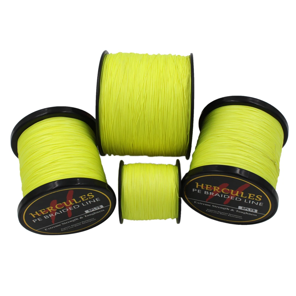 Леска Hercules сверхмощная флуоресцентная желтая рыболовная леска 8 нитей 100 м 300 500 1000