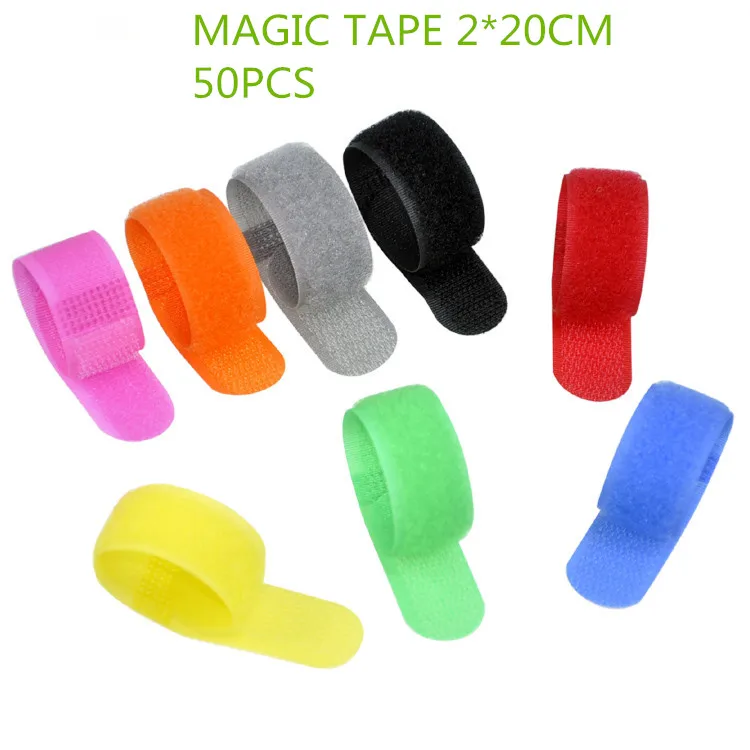 

50PCS/LOT YT1882 Magic Tape Strap Cable Tie Wide 2 cm Length 20 cm Free Shipping Sell at a Loss Nylon strap hooks & loops