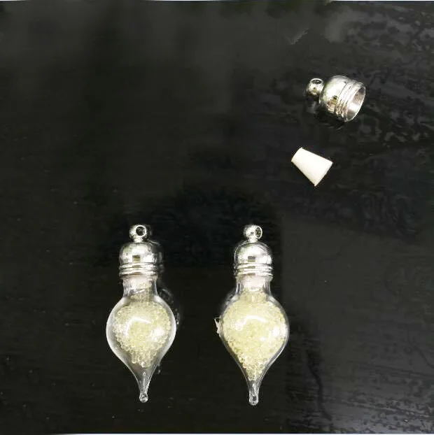 

Wholesale 300pieces 27x11mm water drop tear glass vial pendant mini cute wishing glass bottle charm jewelry necklace pendant