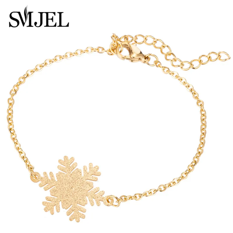 Gold SL182 SMJEL минималистский Кристалл Циркон снежинка Ювелирные Изделия Ручной елки украшения элегантные браслеты с цветами браслеты - Окраска металла: Gold SL182