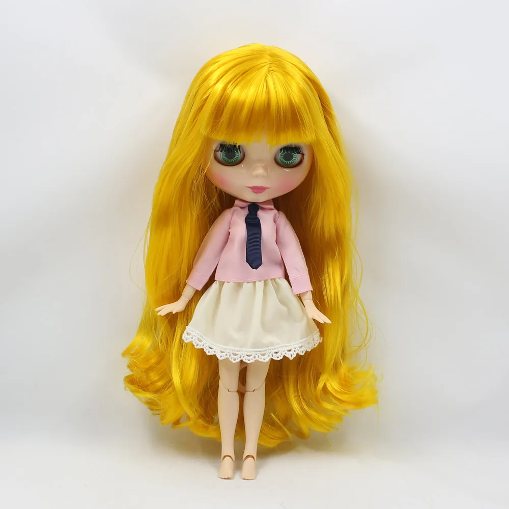 Ледяная кукла DBS Blyth 1/6 bjd Длинная желтая для волос манго с блестящим лицом 30 см