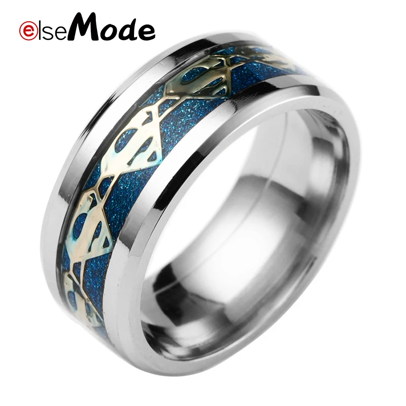 ELSEMODE 316L Титановая Сталь Супермен вентиляторы кольца 8 мм ширина для мужчин женщин золото серебро черный талисманы влюбленных