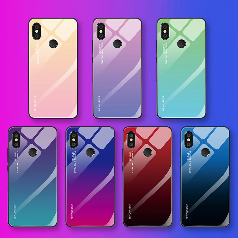 Gradient Tempered Glass Case For Xiaomi Redmi Note 7 5 6 Pro 5Plus Mi 8 9 SE A2 Lite A1 Mix 3 Mi6 6X 5X Cover Pocophone F1 Coque |