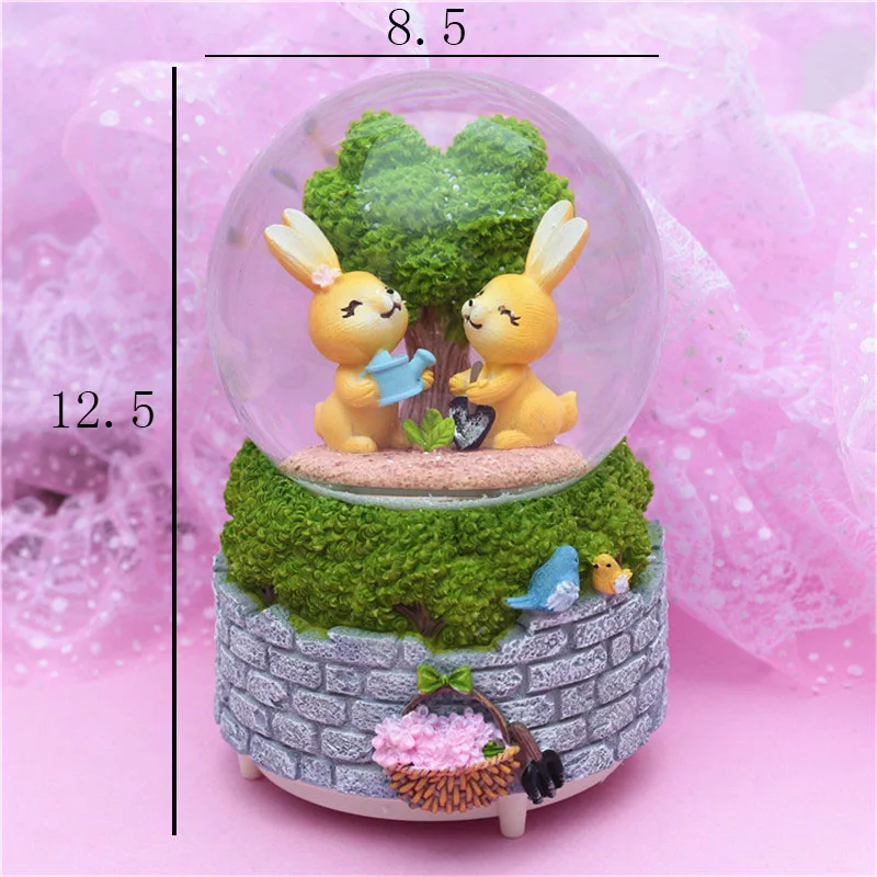 Снежный глобус музыкальная шкатулка удача кролик любовник хрустальный шар со