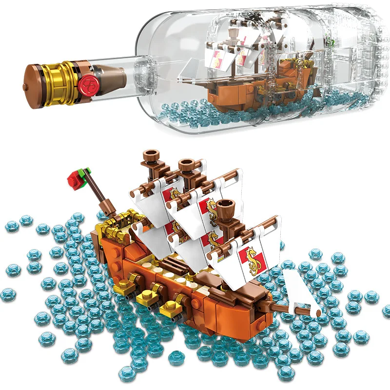 Корабельная лодка NewIDEAS в бутылке модель 2019 года конструкторы Playmobil из 1080 штук