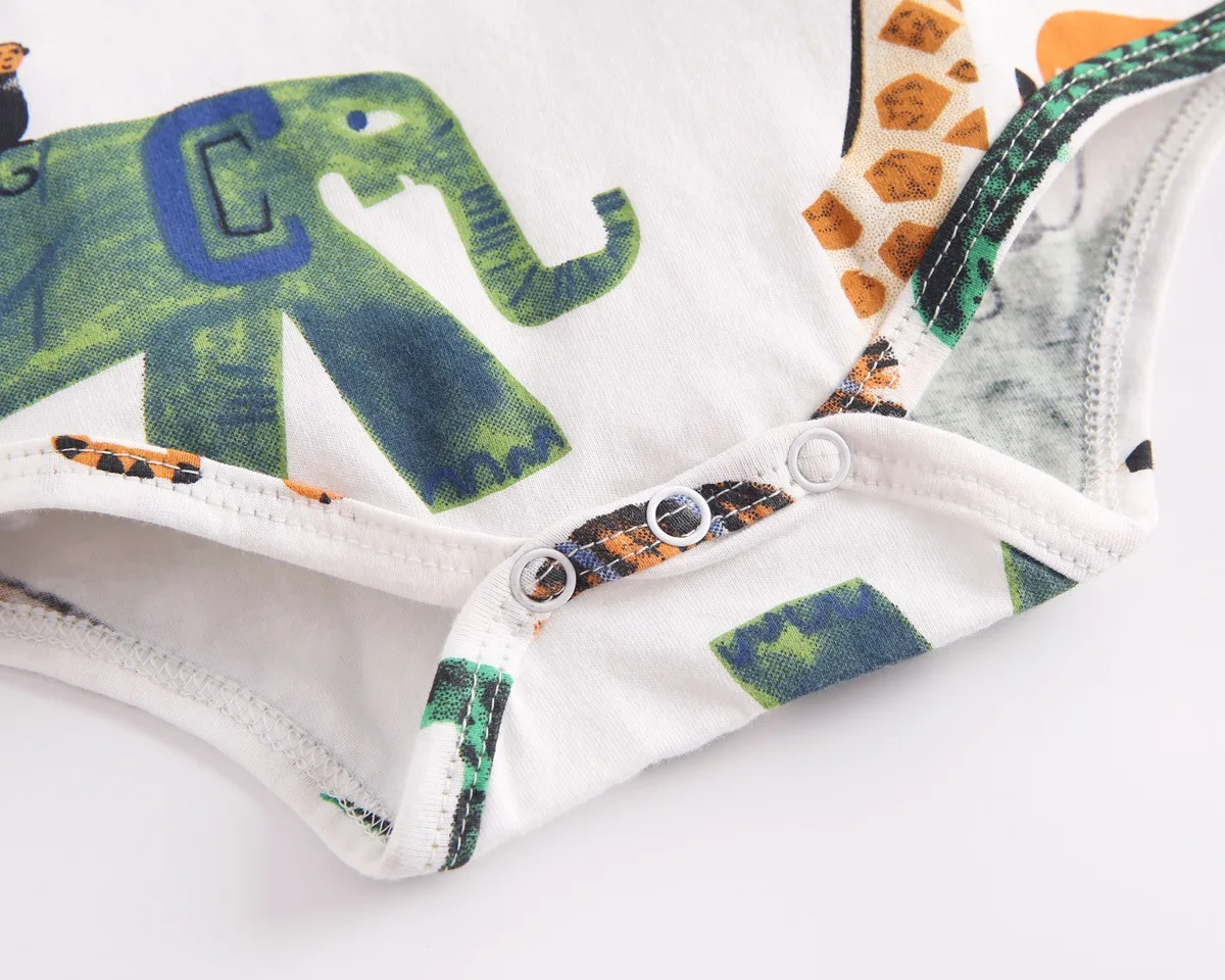 Newborn Baby's Romper Infant Boys Girls Jungle Animal Print Cute Short-sleeve One-pieces Jumpsuit Cotton Toddler Romper for Baby