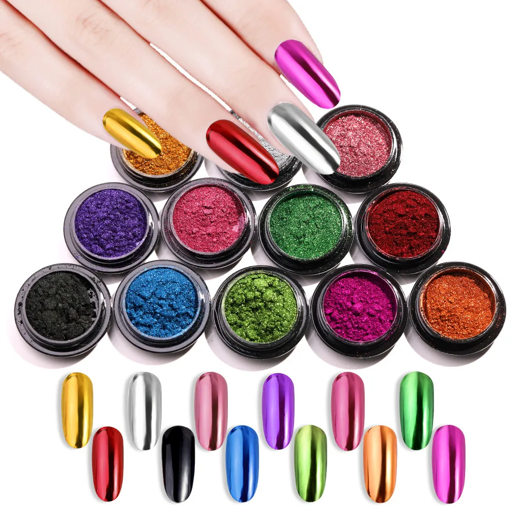 Women Nail Art DIY Design Mirror Glitter Powder Nails Chrome Metallic Manicure Pigment Professional Beauty | Красота и здоровье