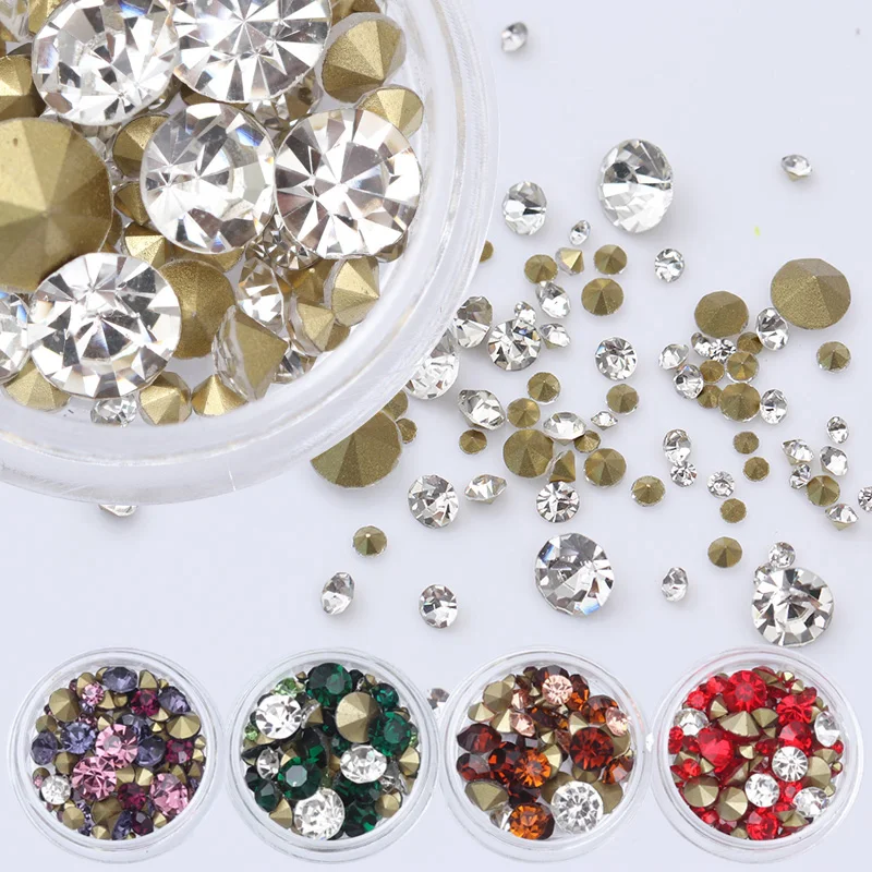 Блестящие Стразы для ногтей 1 коробка 3 5 г разноцветные 3D украшения 12