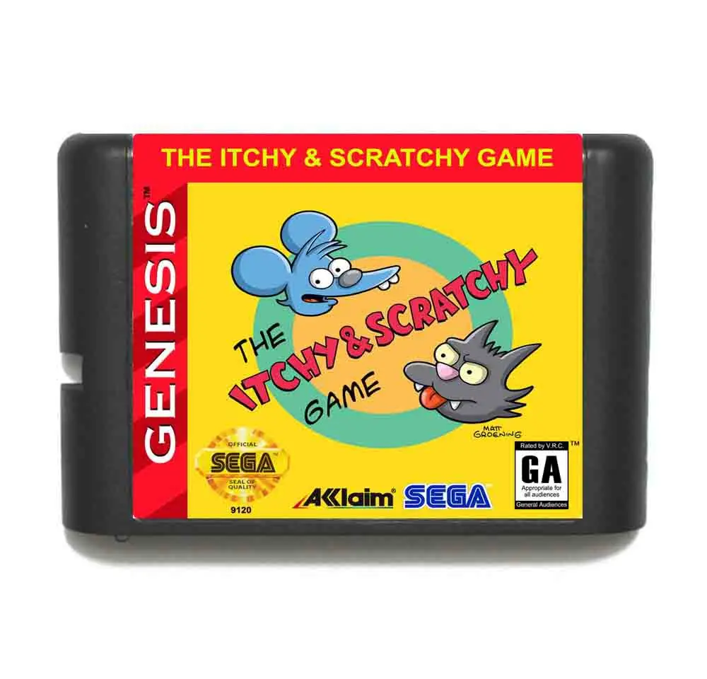 Зуд и першение 16 бит MD карточная игра с коробку для Sega Megadrive/Genesis|itchy and scratchy|16 bitmd game