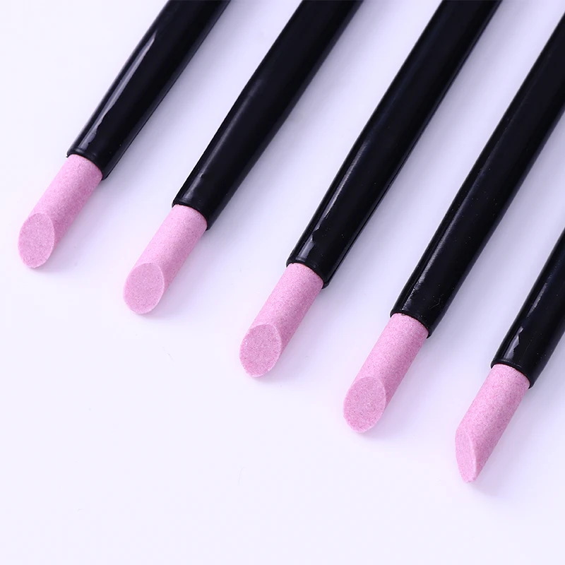 5 Pcs Quartz Stone Scrub Pen Set Cuticle Remover Pusher Trimmer Black Handle Nail Care Tool |