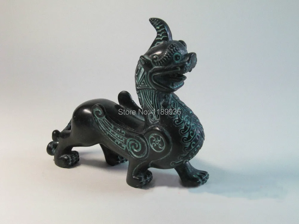 Китайская Бронзовая скульптура в старинном стиле статуя мифического зверя