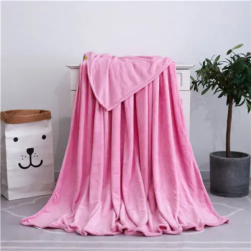 Pink Сплошной цвет, супер мягкие фланелевые одеяла, коралловый флис, зимняя простыня, покрывало для дивана, покрывало из искусственного меха, одеяла для кровати - Цвет: Pink