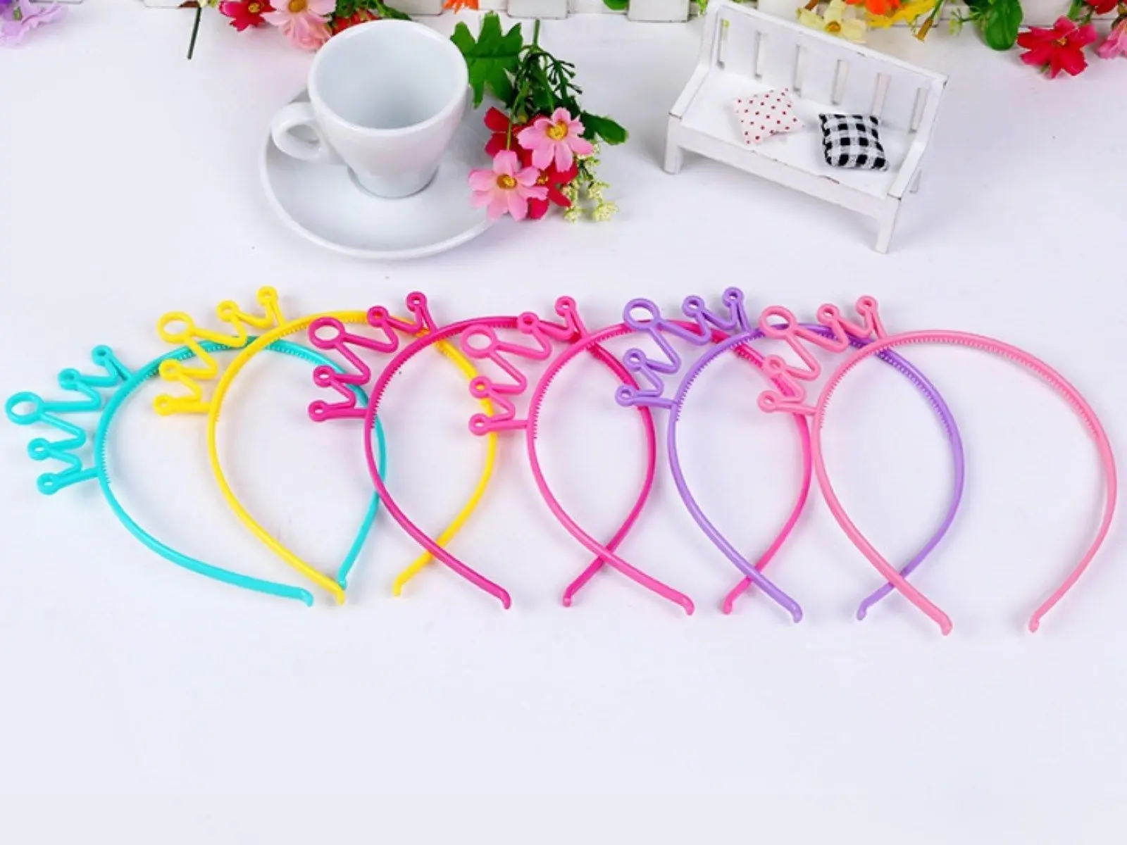 

50 Mixed Color Plastic Crown Hair Tiara Princess Headband Hair band With Teeth