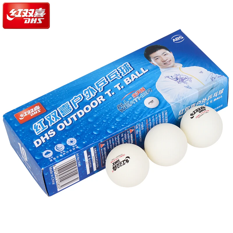 DHS outdoor table tennis ball 2018 new stable performance in all weather seamed ABS d40+ balls plastic ping pong |