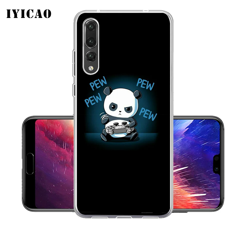 IYICAO funny cartoon panda Soft Silicone Phone Case for Huawei P30 P20 Pro P10 P9 P8 Lite P Smart TPU Cover | Мобильные телефоны и
