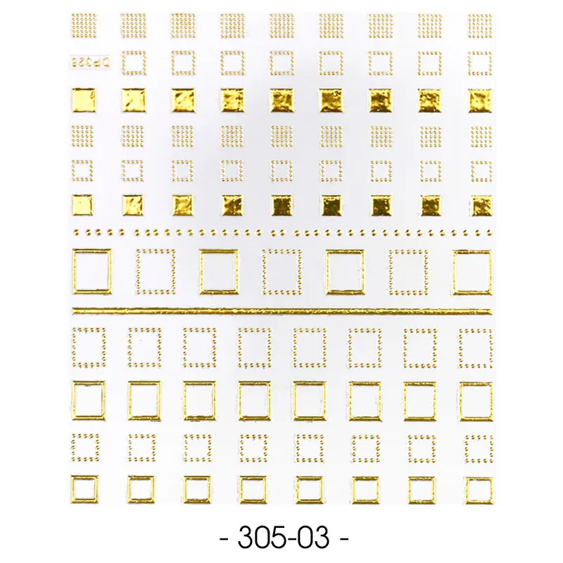 305-3 1 лист 3D наклейки для золотых ногтей наклейки для ногтей металлические украшения для ногтей Маникюрные наклейки для ногтей советы - Цвет: 305-3