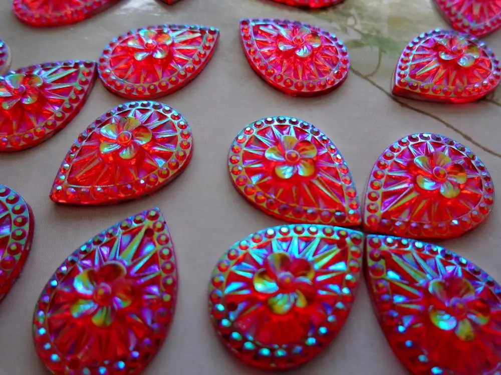 Блестящие красные цветные стразы AB с инкрустированной поверхностью 13*18 мм в