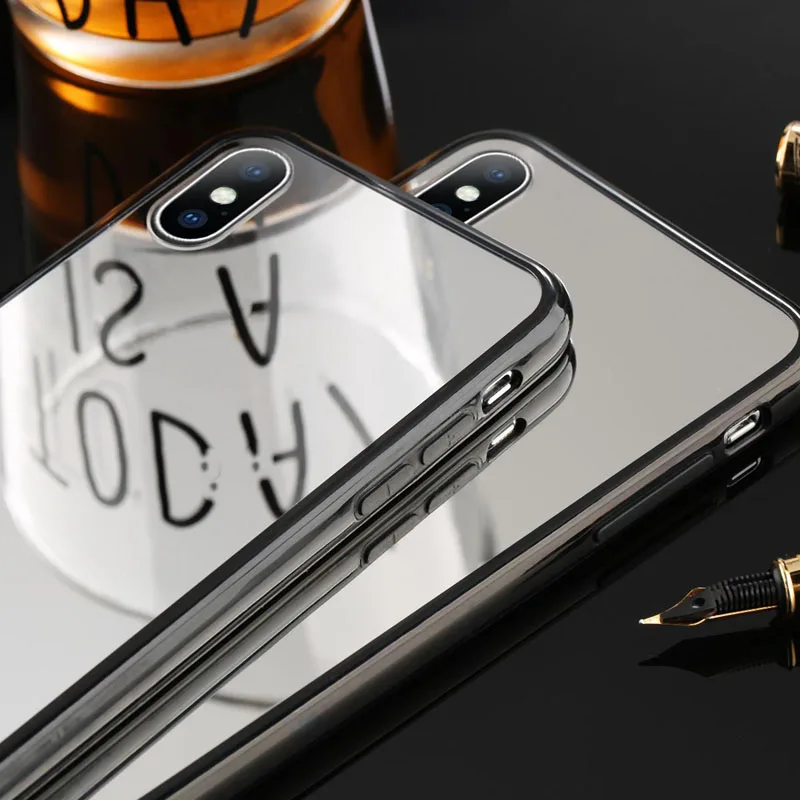 USLION противоударное Зеркало чехол для iPhone 7 8 Plus X XS XR Xs Max TPU и PC защитные чехлы 6 6s |