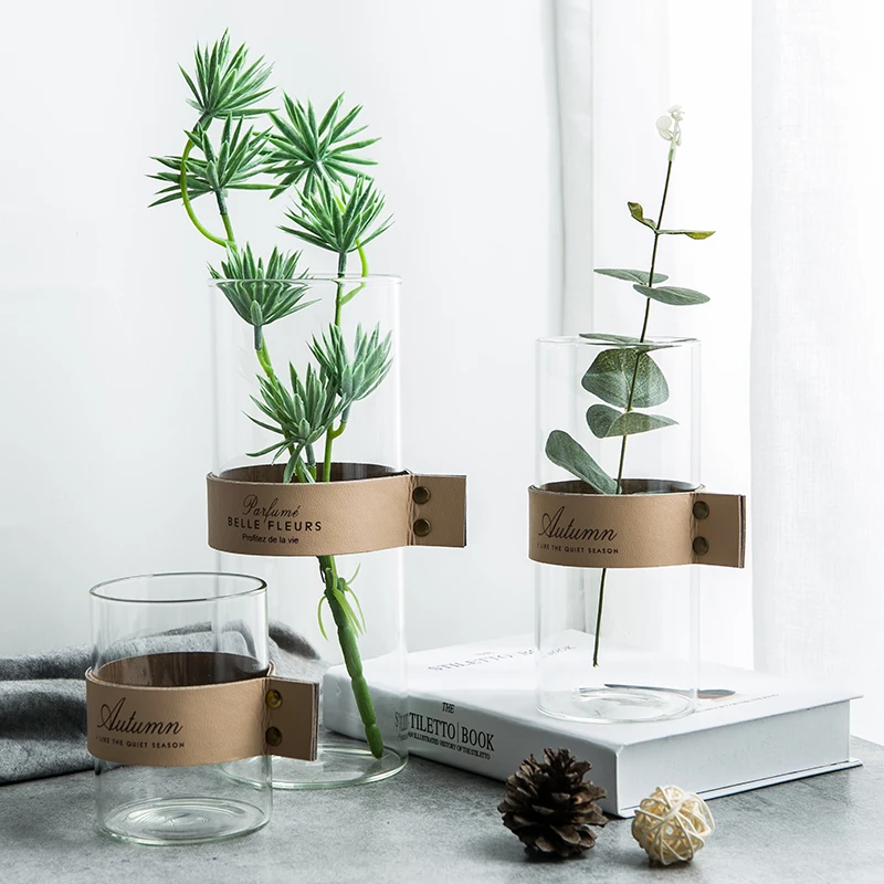 

European Transparent Glass Vase Living Room Decoration Ornaments Simple Small Fresh Hydroponics Container Flower