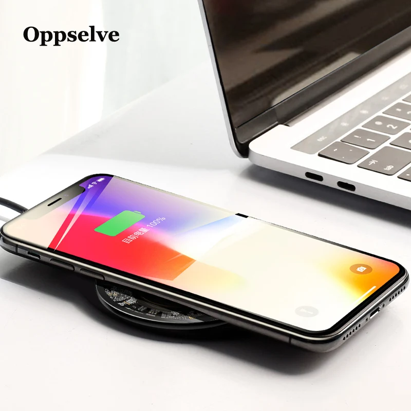 Oppselve 10 Вт Qi Беспроводное зарядное устройство для iPhone XS 8 X стекло быстрая Беспроводная зарядная панель для samsung Galaxy S9 S8 Plus Note 9
