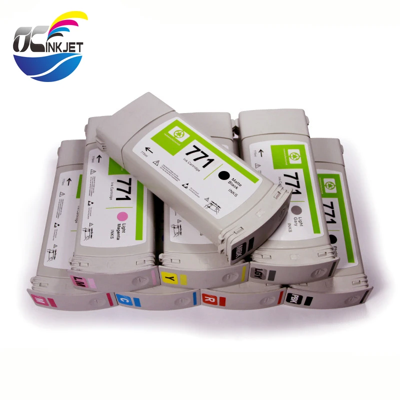 

OCINKJET 8 Pieces For HP 771 Ink Cartridge 775-ML Remanufactured For HP DesignJet Z6200 Z6600 Z6800 Printer 100% Match With OEM