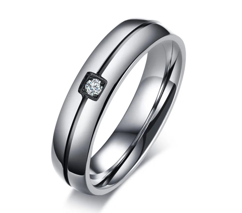 Парные кольца из нержавеющей стали с фианитом черно розовое золото|ring couple|true