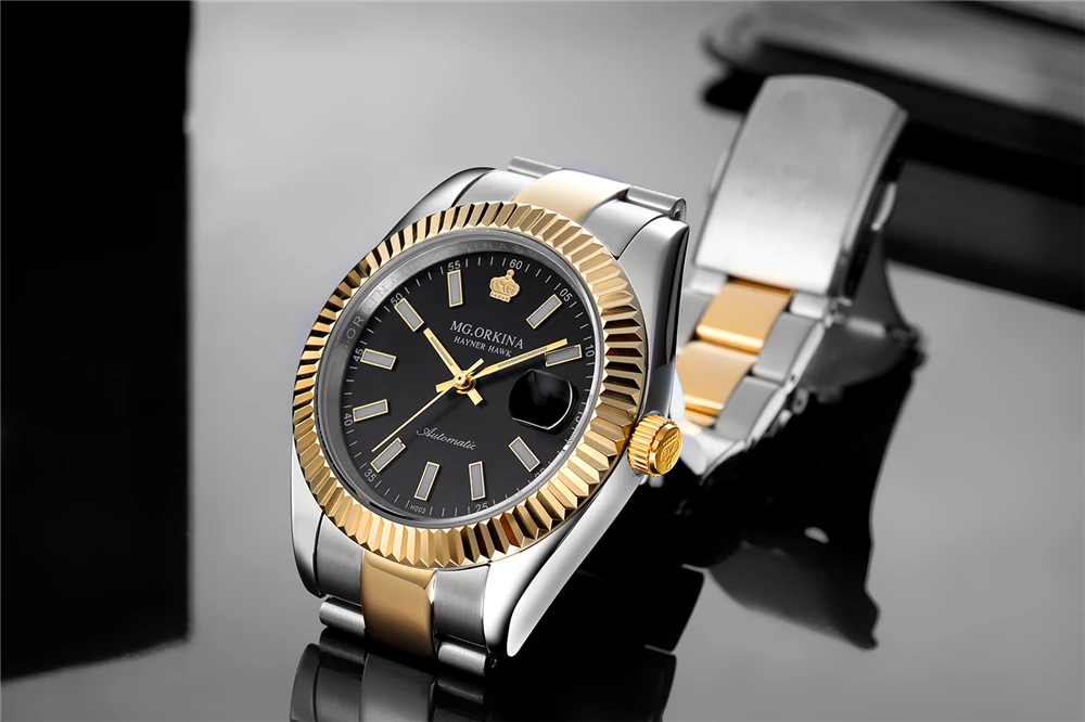 Часы ORKINA мужские автоматические механические с синим циферблатом|wristwatch