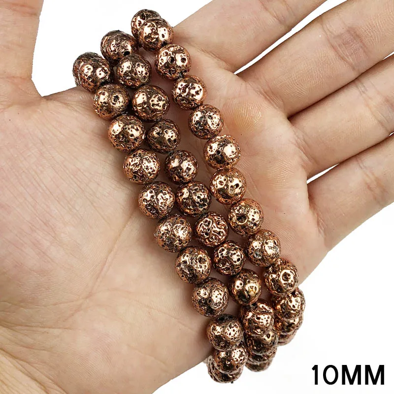 10MM 36pcs JHNBY красная бронза медный натуральный вулканического камня гематита 4/6/8/10/12 мм круглые бусины для изготовления ювелирных изделий Браслеты рукоделие своими руками аксессуары - Цвет: 10MM 36pcs