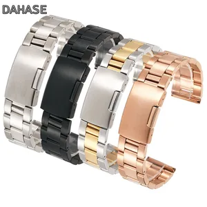 Ремешок из нержавеющей стали для наручных часов, однотонный классический металлический браслет с булавками, 18 мм 20 мм 22 мм 24 мм 26 мм 28 мм 30 мм