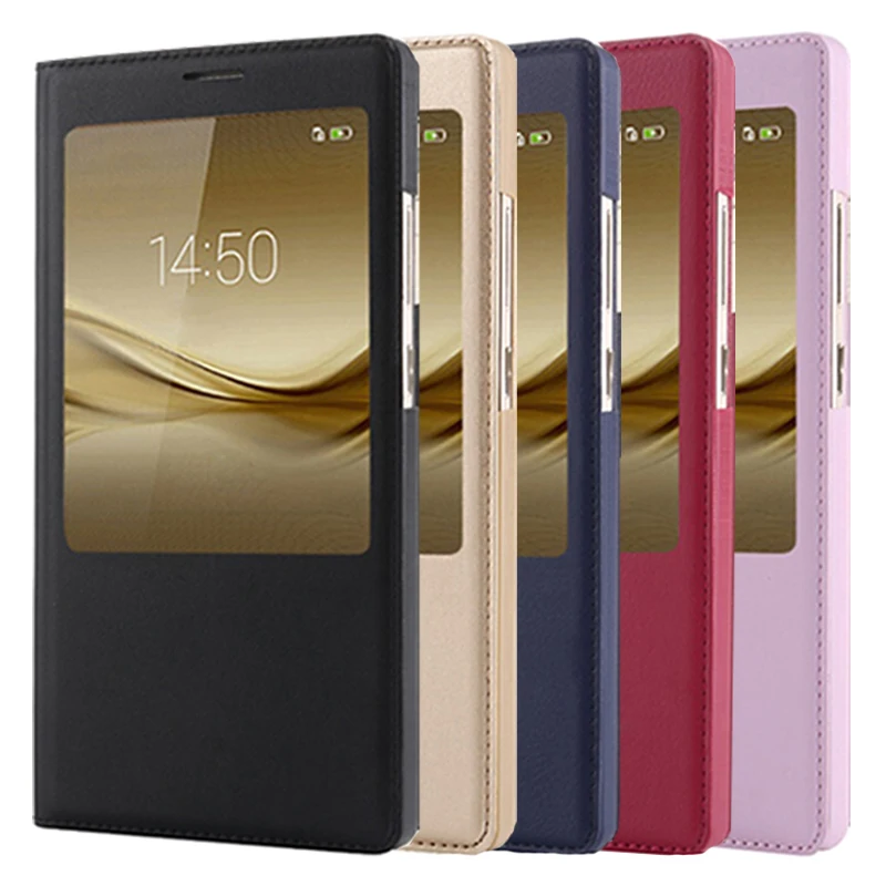Кожаный магнитный флип чехол для Huawei Ascend Mate 7 8 9 Smart View чехлы телефонов Mate9 Mate8 Mate7 360