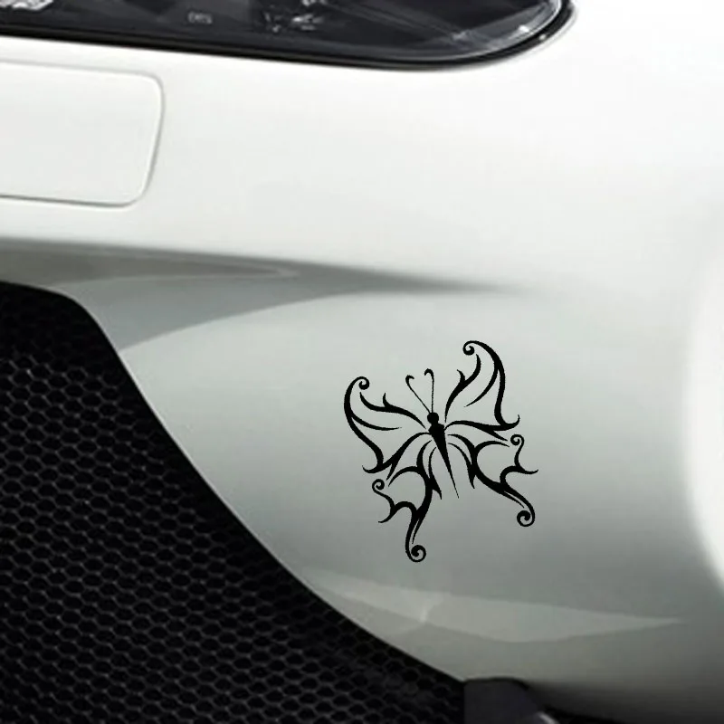 

YJZT 13CM*14.9CM Artistic Beautiful Elegant Butterfly Caricature Interesting Vinyl Decal Car Sticker Black/Silver C19-1443
