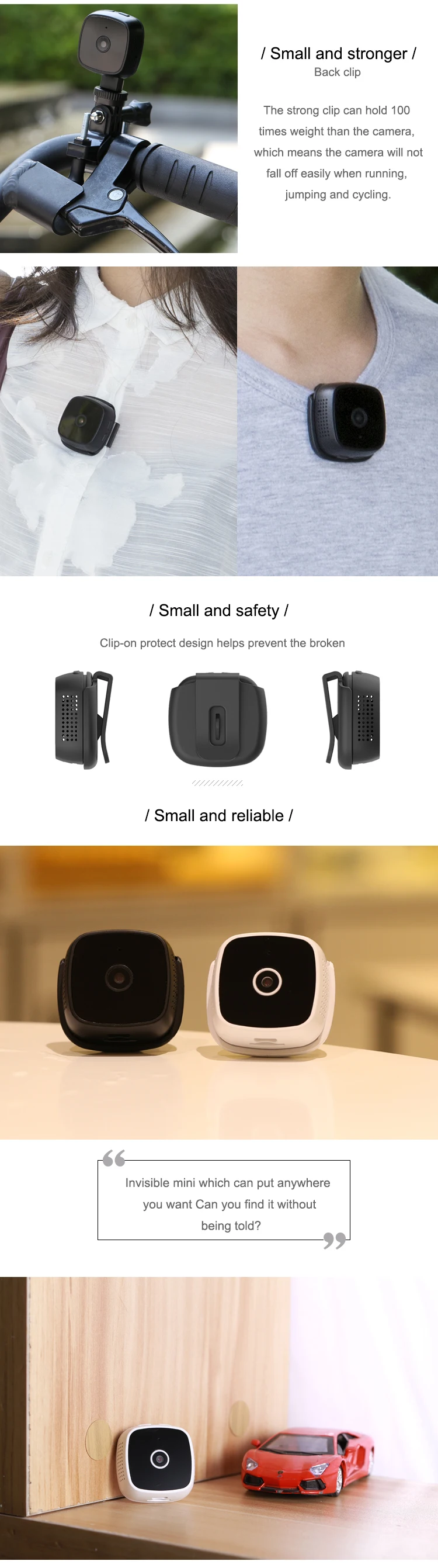 Умная Wifi мини Экшн-камера 720P HD с функцией обнаружения движения, ночное видение, ip-камера, безопасность вождения, круговая запись, беспроводная камера