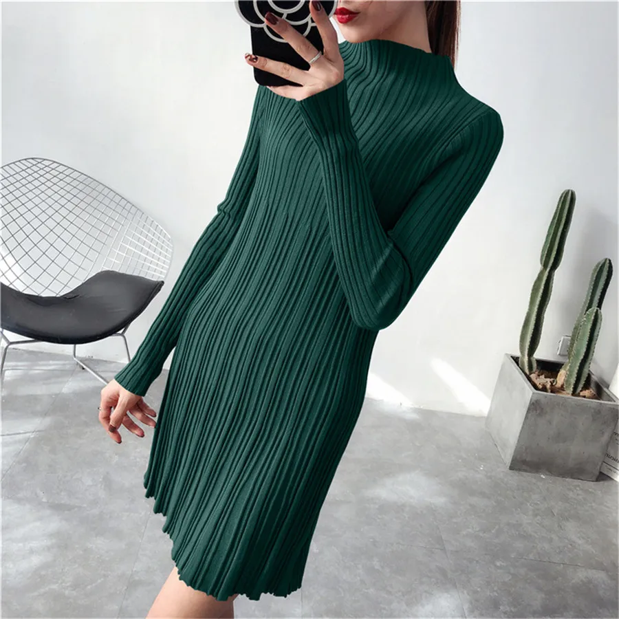 Hodisytian Fashion Women Cable Knitted Sweater Long Sleeve Solid Casual Slim Chic Jumper Tunic Turtleneck Female Sueter Mujer | Женская