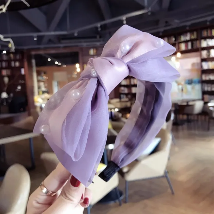 

Korea Flowers Hand Made Yarn Pearl Retro Hair Accessories Diamond Hair Band Hair Bows Flower Crown Headbands For Women 4