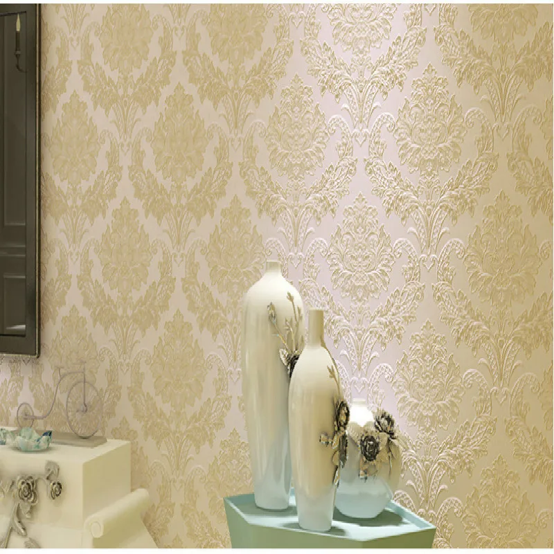 3d стерео Дамасские обои из плотного нетканого материала для гостиной спальни