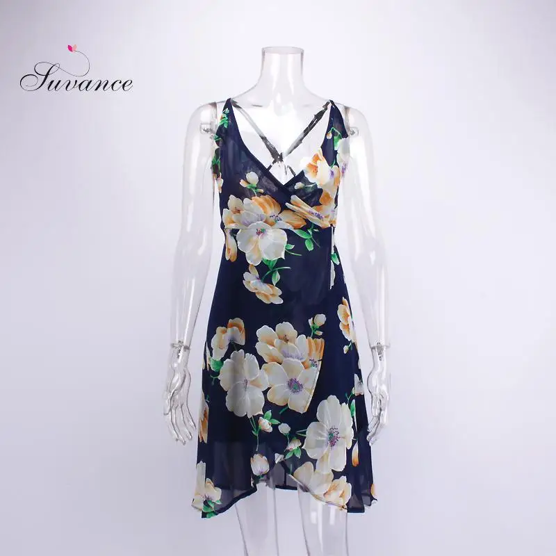 Suvance летнее сексуальное женское короткое пляжное платье с открытой спиной и v