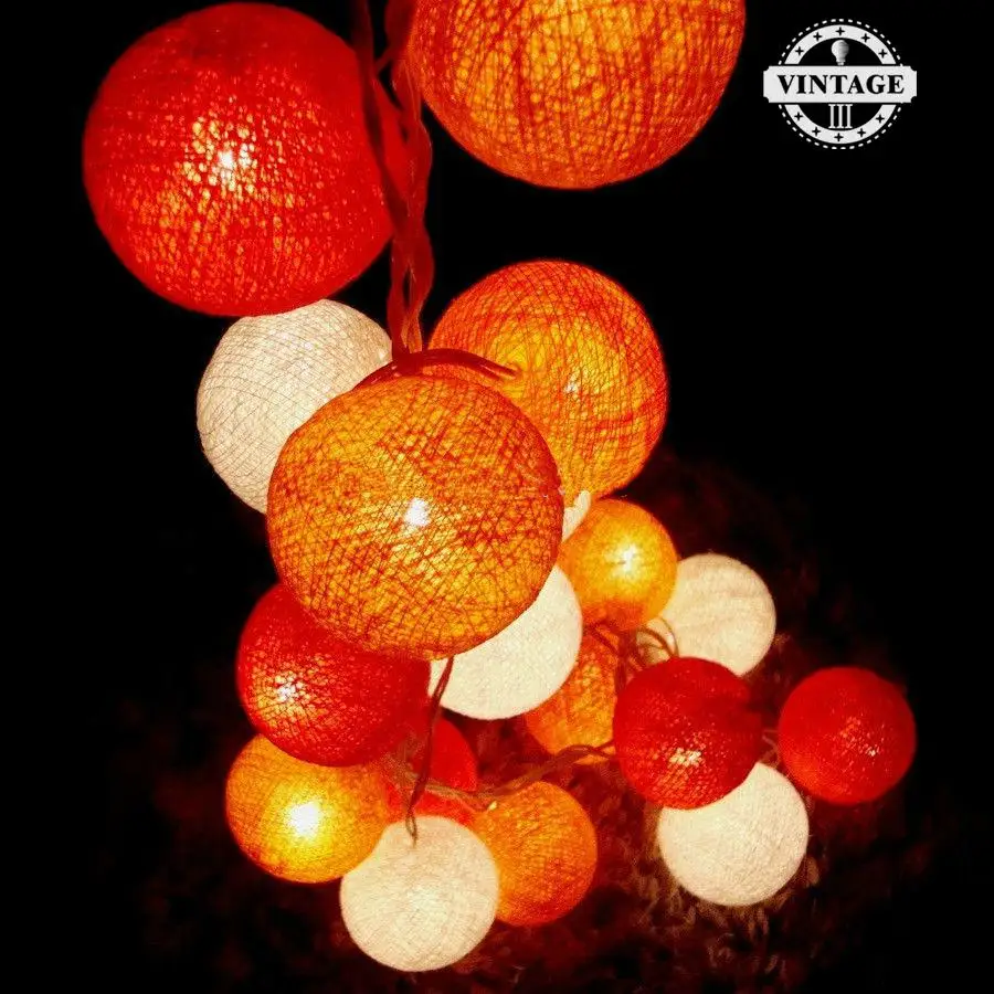 Vintageii Hallowmas гирлянда ватный шар light20bacles/набор 3 м оранжевый тон закат праздник