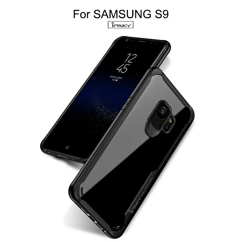 Прозрачный Чехол IPAKY для Samsung Galaxy S9 Plus чехол из мягкого ТПУ и поликарбоната задняя