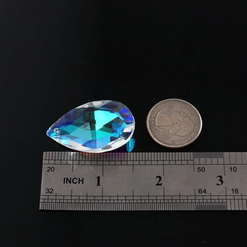 5 шт. Aurora 38 мм Переливающаяся граненая КАПЛЕВИДНАЯ хрустальная люстра Призма висячая капля Защита от солнца огненная полированная AB Charn Spacer DIY