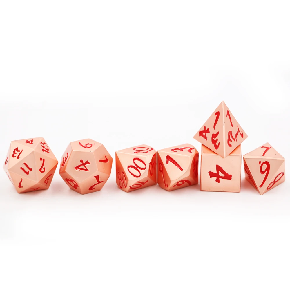 IMDG 7 шт./компл. Творческий RPG игра в кости многогранник металлические игральные кубики DND крупный шрифт красный Медь красный цифровой игра в кости