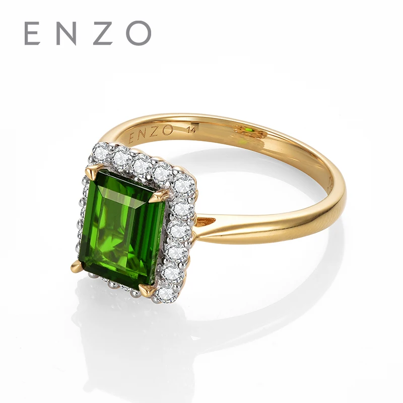 ENZO Pure 18 К Белое золото (AU750) 1 26 карат хром диопсид с шт./0 52 Белый сапфир обручение